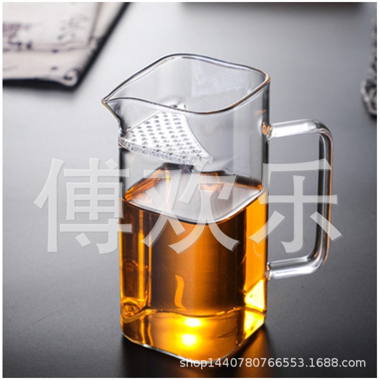 玻璃加厚方形月牙公道杯分茶器耐热茶漏功夫茶具配件滤茶公杯家用